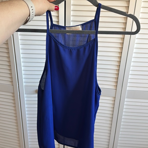 Sheer blue blouse spaghetti strap - Picture 1 of 4